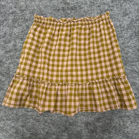 MadeWell Tiered Flirty Gingham Mini Drawstring Pleated Skirt - Picture 2 of 3
